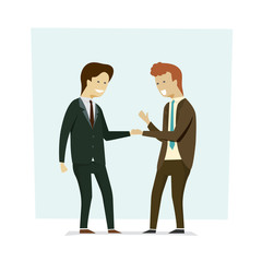 Business people shaking hands partners. Vector illustration cartoon character.