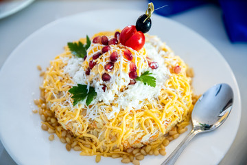 appetizers Salads. Snacks. Buffet. salads on plates