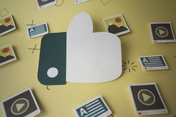 Social media audience like feedback. Audience like reaction around across text, photo and video...