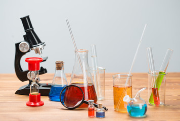 Test tubes on a table
