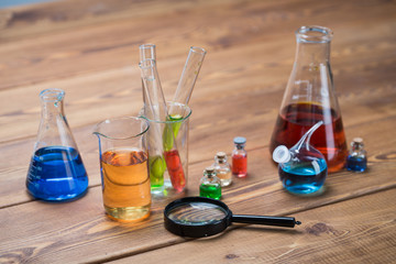 Test tubes on a table