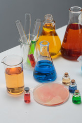 Test tubes on a table