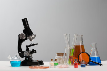 Test tubes on a table