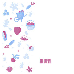 Modern Harvest banner design with autumn objects. Vector illustration.