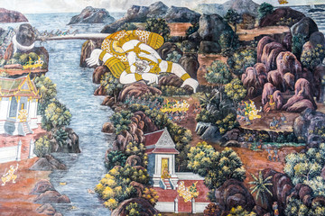 Mural painting in the Emerald Buddha Temple, Bangkok, Thailand © Chonlapoom Banharn