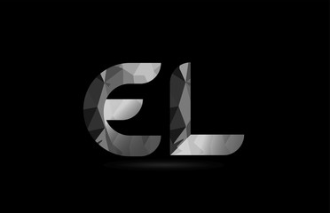 black and white alphabet letter el e l logo combination - obrazy, fototapety, plakaty