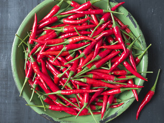 rustic red bird eye chilies
