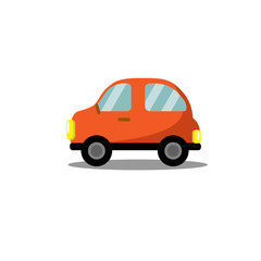 Car flat icon, bright cartoon vehicle concept for poster, banner, logo, website. Passenger car icon. Small transport, smart automobile. For driver school, car rent, automobile salon, car sharing