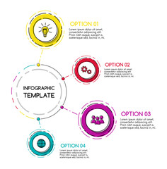 Colourful business timeline with hand drawn elements. Vector.