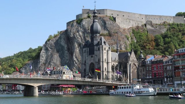 Ship activity on the Meuse river, Dinant, Belgium