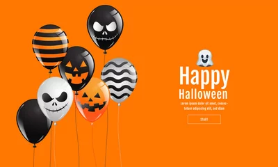 Gordijnen Halloween Banner ,Ghost , Scary ,spooky ,air balloons, template Vector illustration. © momo design
