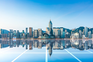 Hongkong urban skyline and the concept of science and technology