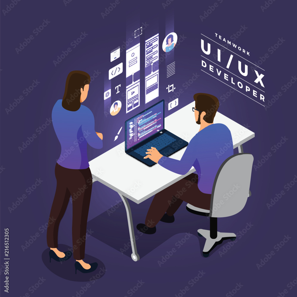 Wall mural teamwork ui / ux developer