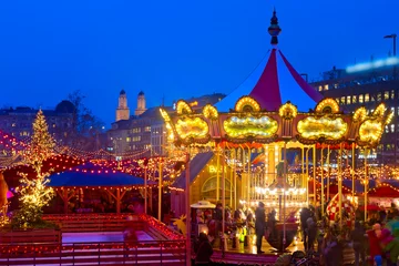 Foto op Plexiglas Weihnachtsmarkt in Zürich, Schweiz © santosha57