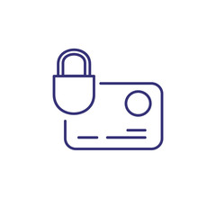 Card protection line icon. Credit card, lock, padlock. Finance concept. Can be used for topics like payment security, banking, money, transaction