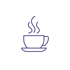 Coffee line icon. Cup, hot drink, steam, saucer. Coffee break concept. Can be used for topics like menu, cafe, business morning, breakfast