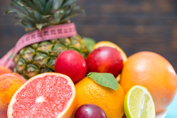 Fresh healthy fruit and weight loss concept