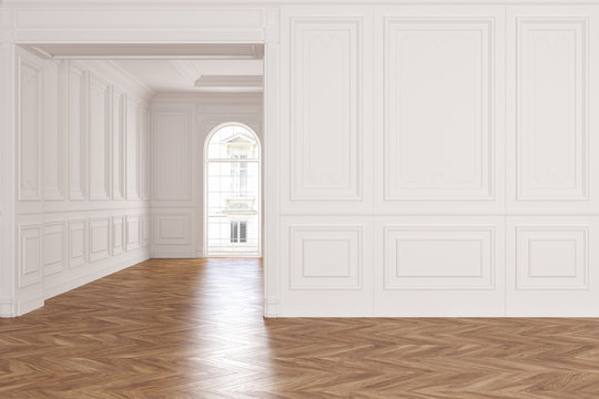 Empty modern classic white interior room.