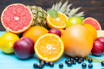 Pile of fresh tropical fruit for a healthy diet