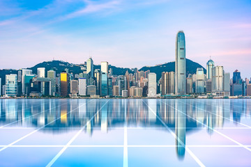 Hongkong urban skyline and the concept of science and technology