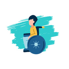 Flat icon of disabled child on a wheelchair for poster, banner, logo, icon on barrier-free environment in schools university city and tolerance to invalids or medical organization