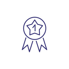 Medal line icon. Medal with first symbol in star. Leadership concept. Can be used for topics like business, competition, winning, success