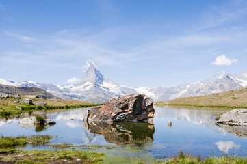 Zermatt, Wallis, Stellisee, Bergsee, See, Walliser Berge, Alpen, Wanderweg, Blauherd, Sunnegga, Findeln, Sommer, Sommersport, Schweiz