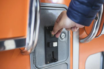 Inserting Coin Slot On Vending Machine 