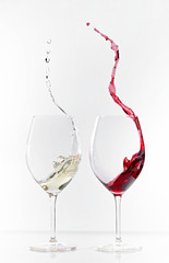 Wein Glass Splash rot weiß 