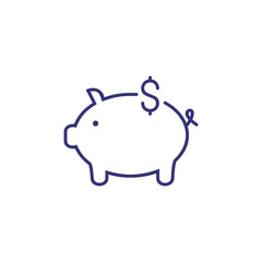 Piggy bank line icon. Piggybank, money, dollar symbol. Saving concept. Can be used for topics like finance management, earning, banking, investment, deposit