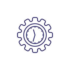 Time management line icon. Clock in cogwheel. Daily routine concept. Can be used for topics like business, schedule, deadline, control