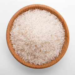 Jasmine rice on a white acrylic background