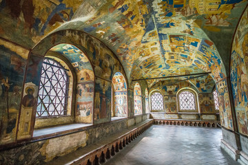 Fototapeta na wymiar Inside the Church of St. John the Baptist in Tolchkovo, Yaroslavl, Russia