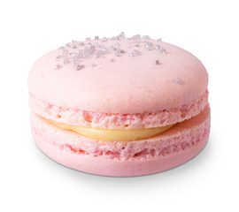 pink macaroon isolated on white