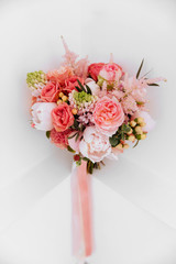 Wedding flowers, bridal bouquet closeup.