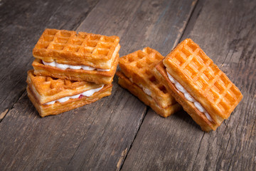 Sweet tasty viennese waffles. Breakfast dessert.