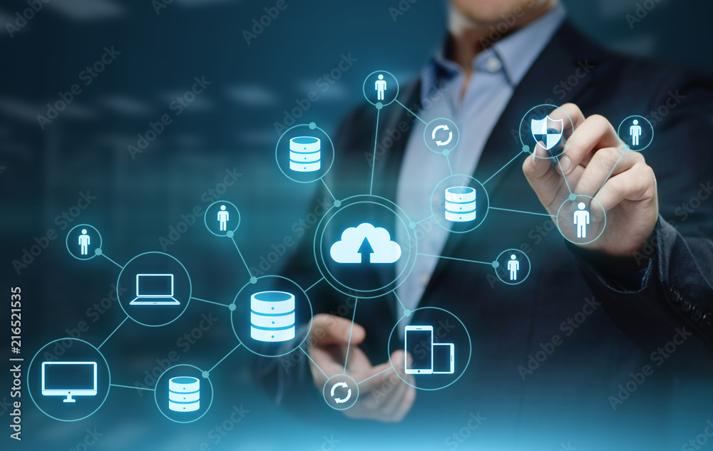 Wall mural cloud computing technology internet storage network concept