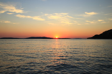 Fototapeta na wymiar Sunset sky on Adriatic sea, Croatia