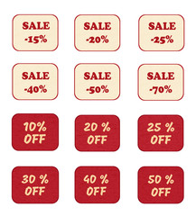 Set of price tags, labels with promotional offers, seasonal and holiday sale.