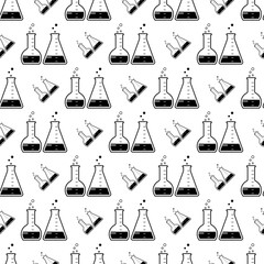 Laboratory Glass Beaker Icon Seamless Pattern