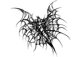 Arachnoid butterfly creature/ Illustration black&white fantasy insect or a bat with wings like a spider web