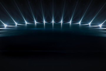 Curve Elegant futuristic light and reflection with grid line background. 3D rendering.
