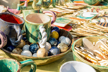 Beautiful clay products of various shapes and purposes. Fair Poland Opole..