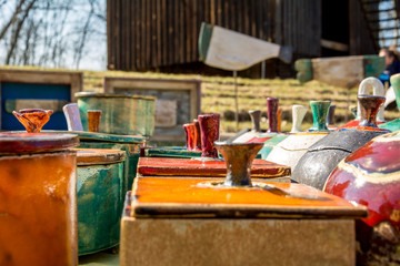 Beautiful clay products of various shapes and purposes. Fair Poland Opole..