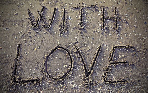 with love on the beach sand
