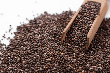 chia seeds on a white acrylic background