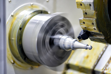 Steel metal automotive parts cutting machine process by CNC lathe in factory