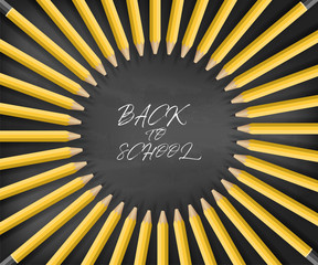 Pencil with shadow on blackboard background. Back to School.