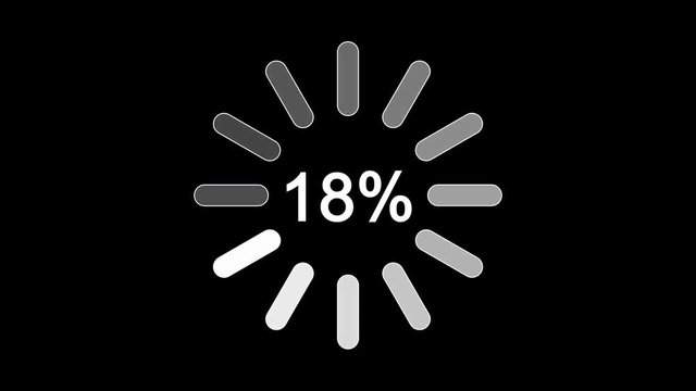 A spinning waiting computer icon with percent complete slowly counting up. Good for representing slow Internet downloads or uploads.  	