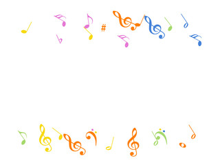 Music Notes Confetti Falling Chaos Vector. Music Symbols Texture Poster Background Elements. Party Night, Festival, Celebration or Concert, Melody Notes Trail. Decorative Song Sheets Chaos Effect.